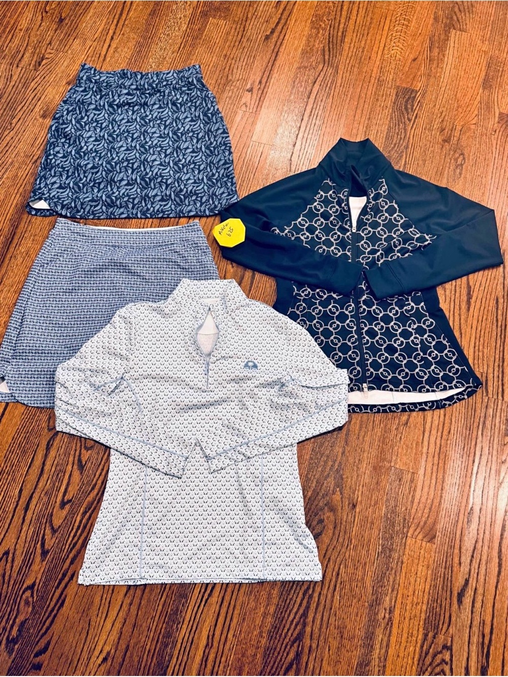 Peter Millar Navy and Light Blue Patterned Skirt and Tops Set